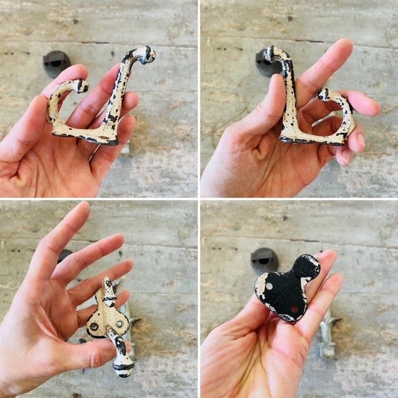 ♥️ Vintage ♥️ Old Metal Fleur De Lis - White Chippy Wall Hook - Junk Drawer Lot - Picture 2 of 7